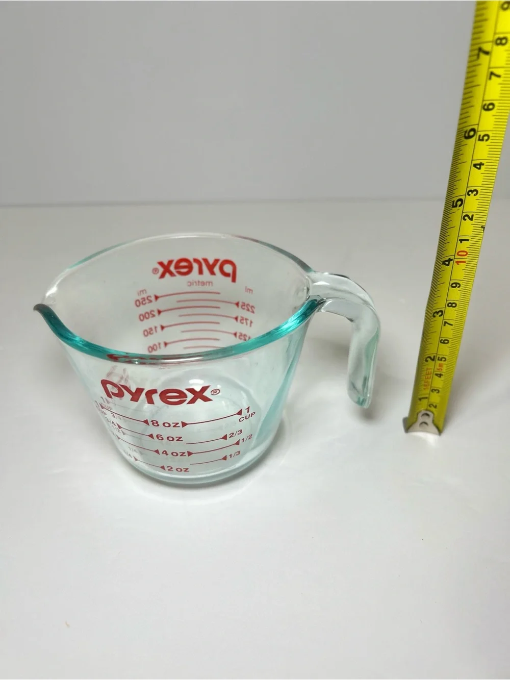 Pyrex Glass Measuring Cup 1 Cup  Made In USA Red Lettering 250 ml